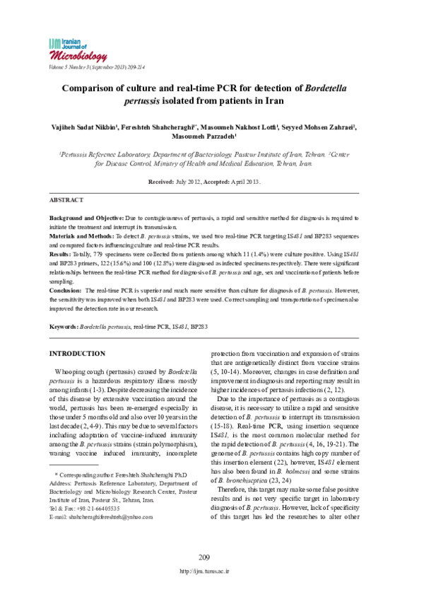 (PDF) Comparison of culture and real-time PCR for detection of ...