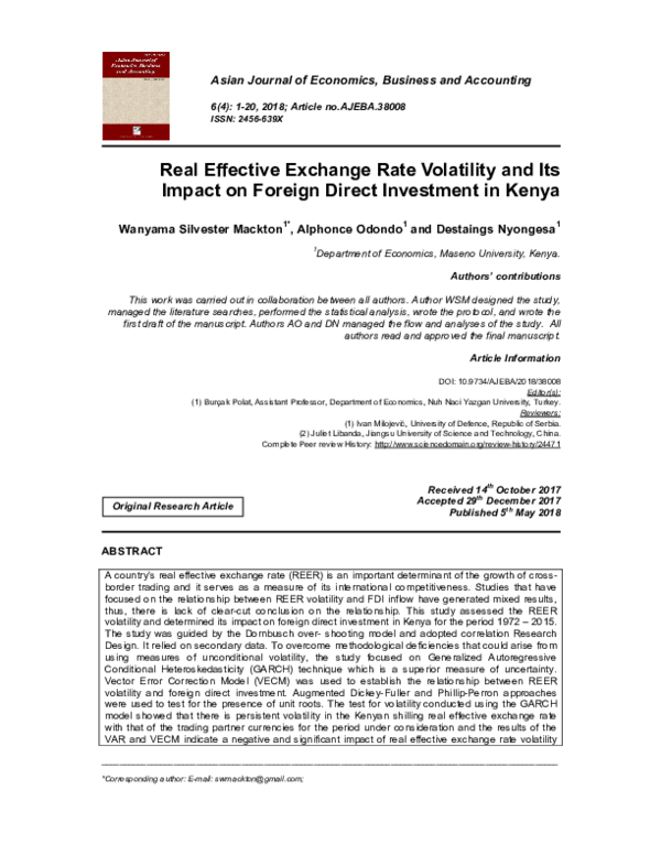 (PDF) Real Effective Exchange Rate Volatility and Its Impact on Foreign ...