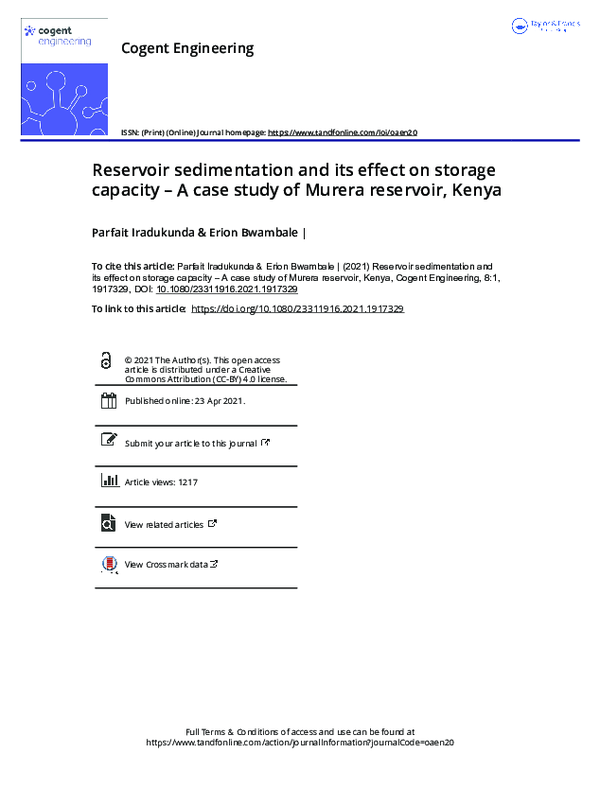 (PDF) Reservoir sedimentation and its effect on storage capacity -A ...