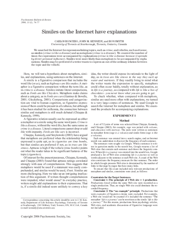 (PDF) Similes on the Internet have explanations