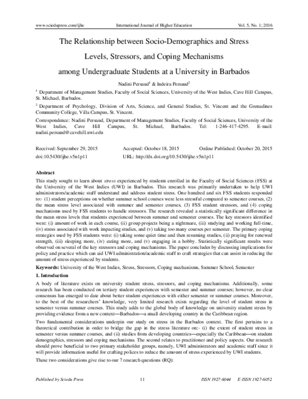 (PDF) The Relationship between Socio-Demographics and Stress Levels ...