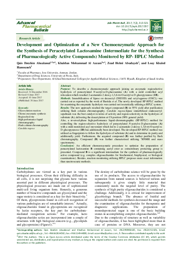 (PDF) Development and Optimization of a New Chemoenzymatic Approach for ...
