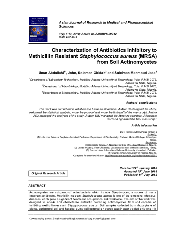 (PDF) Characterization of Antibiotics Inhibitory to Methicillin ...