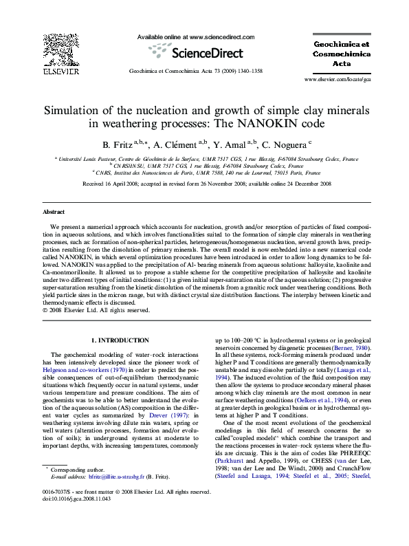 (PDF) Simulation of the nucleation and growth of simple clay minerals ...