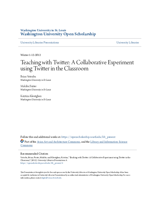 (PDF) Teaching with Twitter: A Collaborative Experiment using Twitter ...