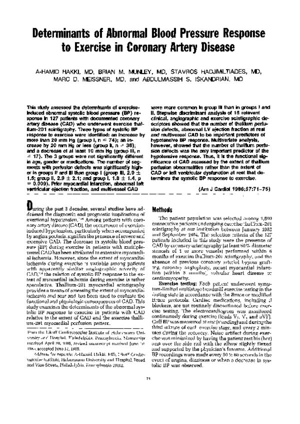 (PDF) Determinants of abnormal blood pressure response to exercise in ...