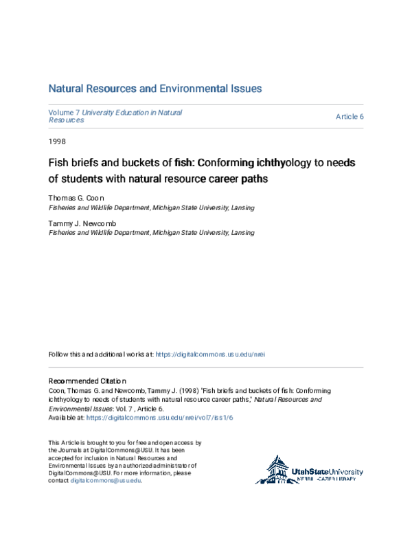 (PDF) Fish briefs and buckets of fish: Conforming ichthyology to needs ...