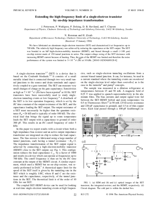 (PDF) Extending the high-frequency limit of a single-electron ...