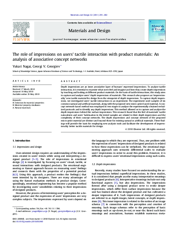 (PDF) The role of impressions on users’ tactile interaction with ...
