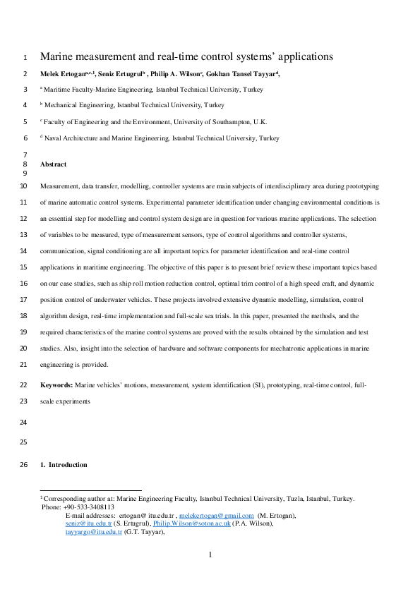(PDF) Marine measurement and real-time control systems with case studies