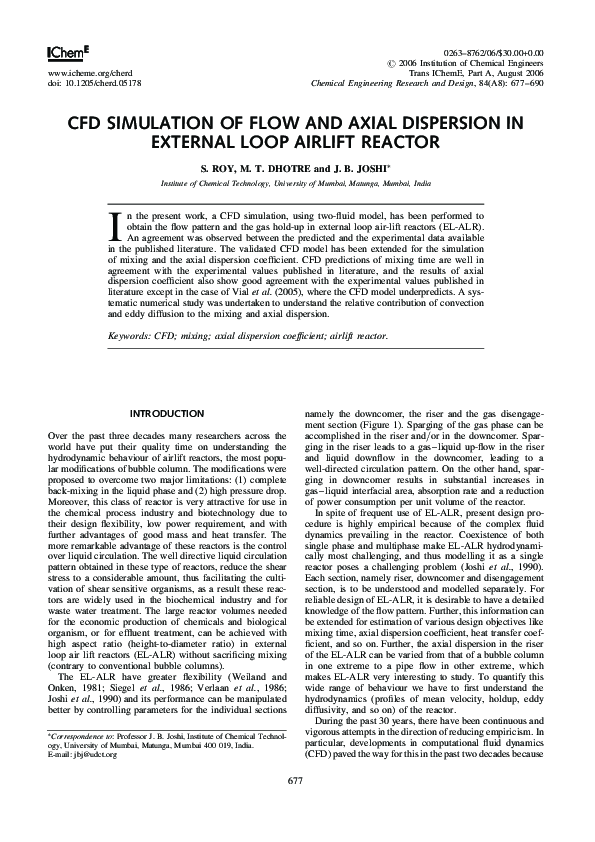 (PDF) CFD Simulation of Flow and Axial Dispersion in External Loop ...