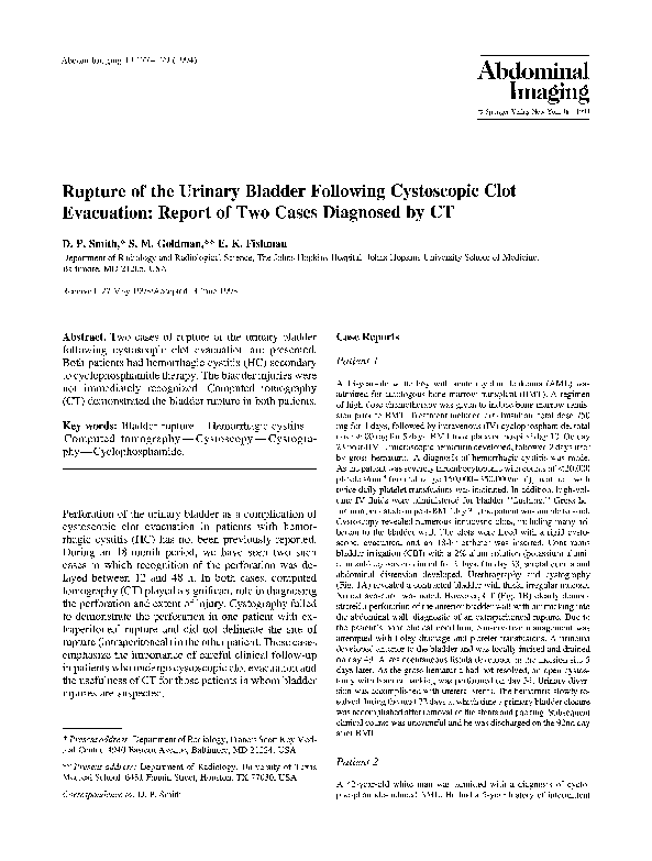(PDF) Rupture of the urinary bladder following cystoscopic clot ...