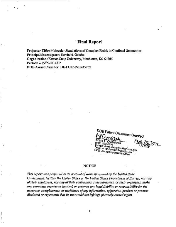 (PDF) Final report [Molecular simulations of complex fluids in confined ...