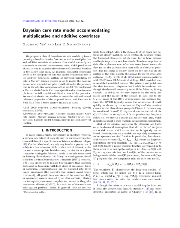 (PDF) Bayesian cure rate model accommodating multiplicative and ...