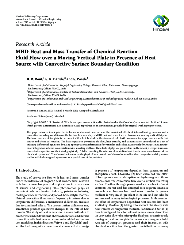 (PDF) MHD Heat and Mass Transfer of Chemical Reaction Fluid Flow over a ...