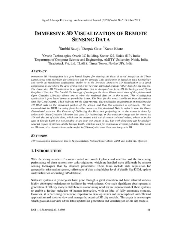 (PDF) Immersive 3D Visualization of Remote Sensing Data