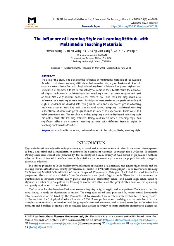 (PDF) The Influence of Learning Style on Learning Attitude with ...
