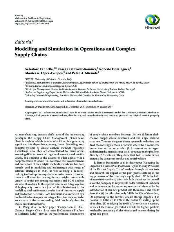 (PDF) Modelling and Simulation in Operations and Complex Supply Chains