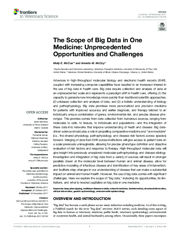 (PDF) The Scope of Big Data in One Medicine: Unprecedented ...