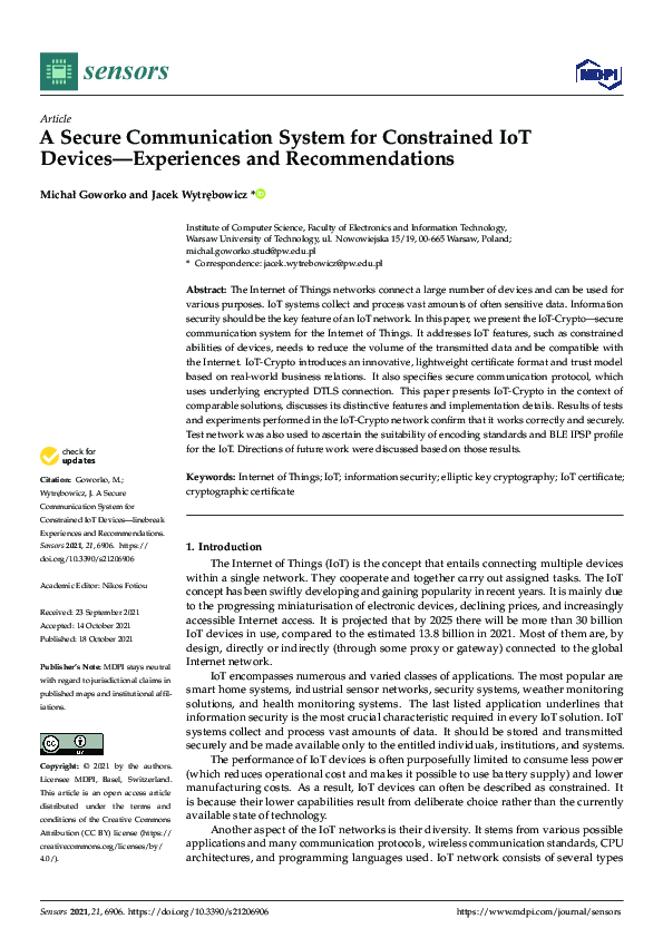 (PDF) A Secure Communication System for Constrained IoT Devices ...