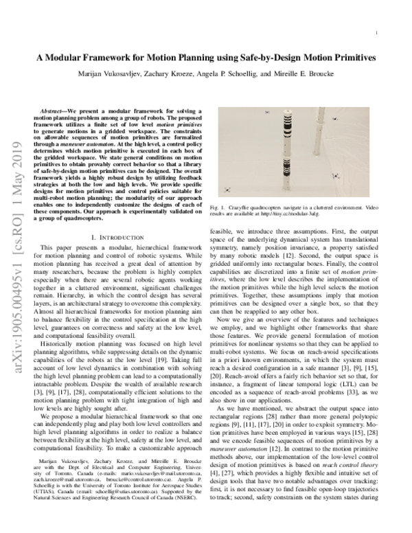 (PDF) A Modular Framework for Motion Planning Using Safe-by-Design ...