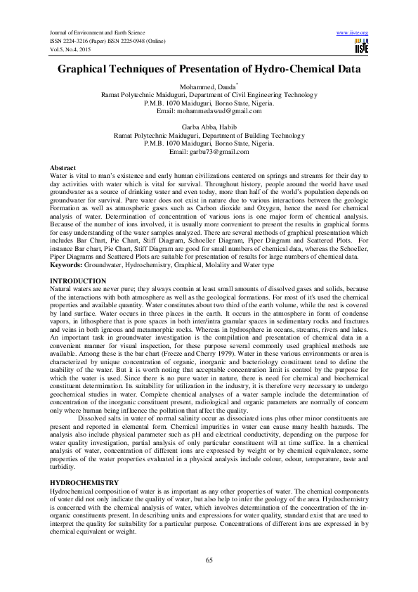 (PDF) Graphical Techniques of Presentation of Hydro-Chemical Data