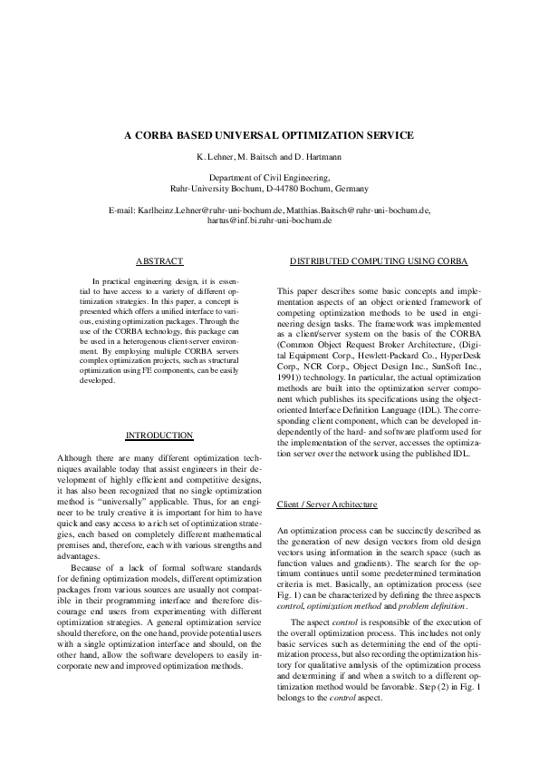 (PDF) A CORBA based universal optimization service