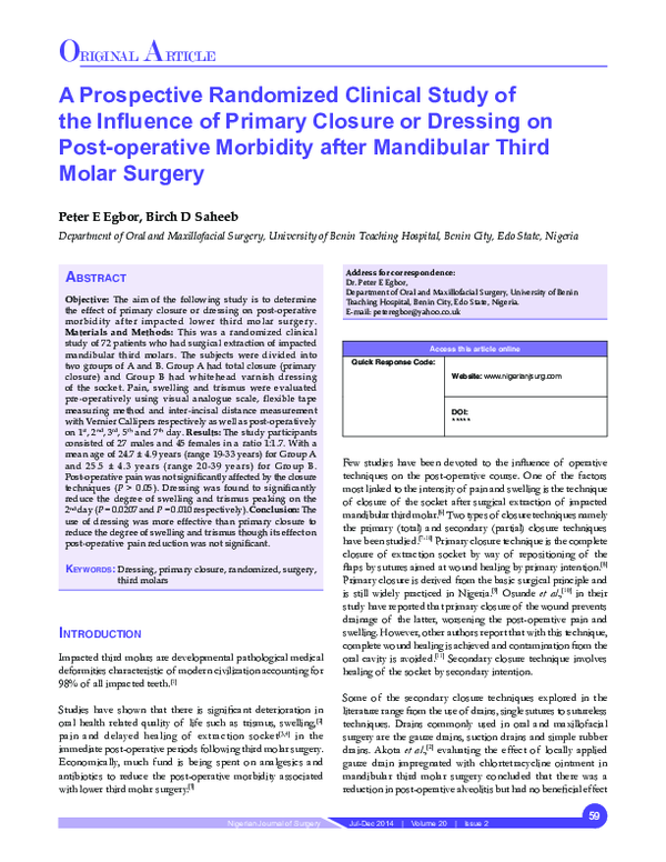 (PDF) A prospective randomized clinical study of the influence of ...