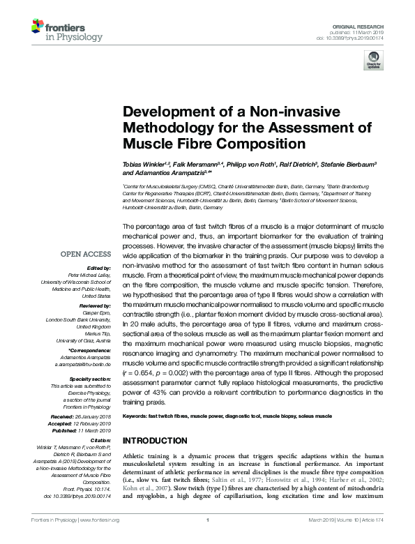 (PDF) Development of a Noninvasive Methodology for the Assessment of Muscle Fibre Composition
