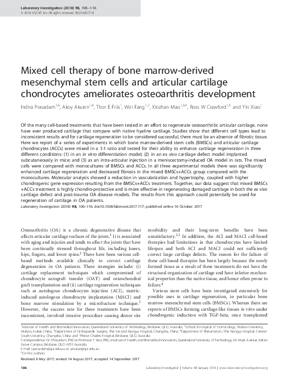 (PDF) Mixed cell therapy of bone marrow-derived mesenchymal stem cells ...