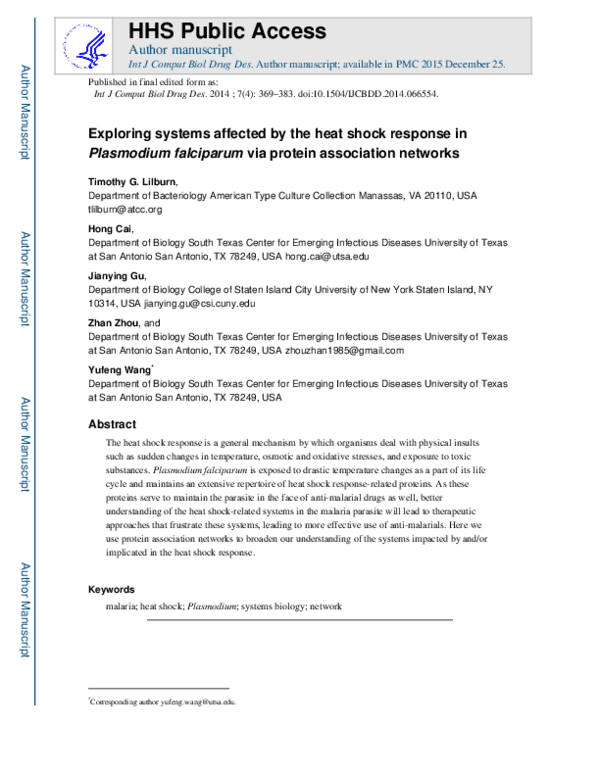 (PDF) Exploring systems affected by the heat shock response in ...