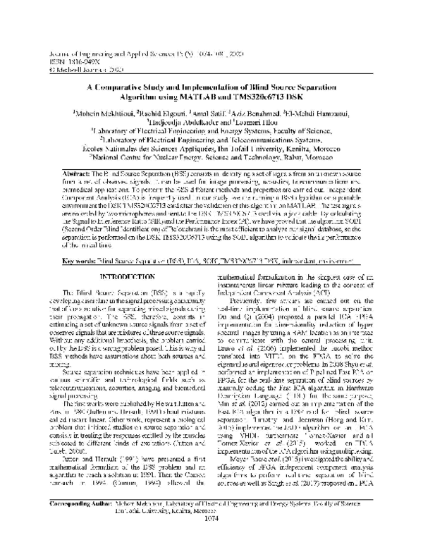 (PDF) A Comparative Study and Implementation of Blind Source Separation ...