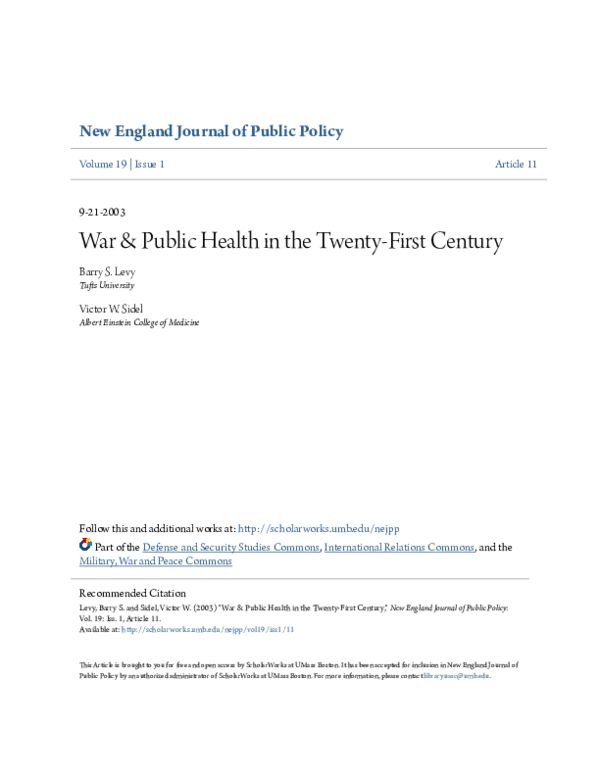 (PDF) War & Public Health in the Twenty-First Century