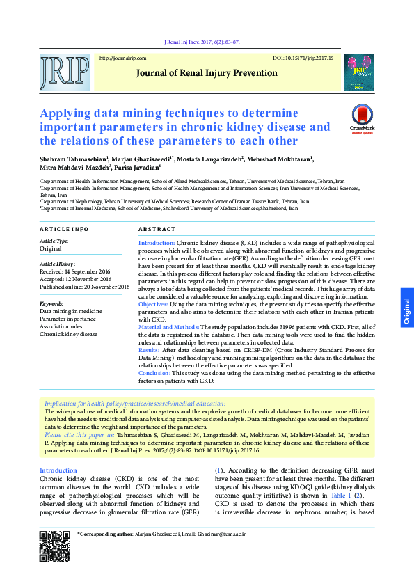 (PDF) Applying data mining techniques to determine important parameters ...