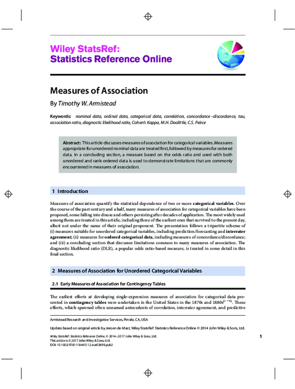 (PDF) Measures of Association
