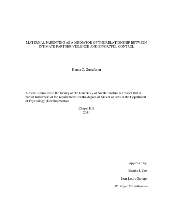 (PDF) Maternal parenting as a mediator of the relationship between ...