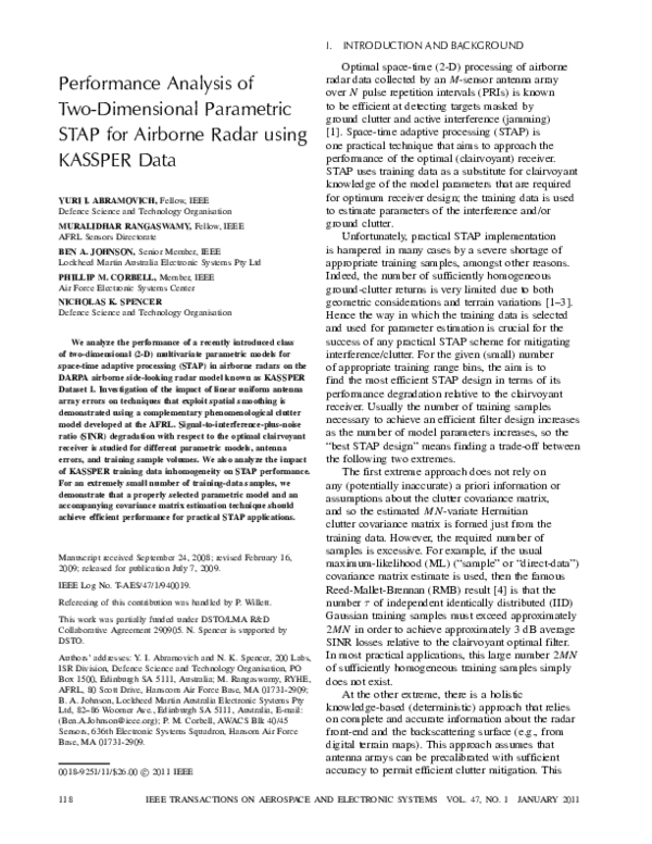 (PDF) Performance Analysis of Two-Dimensional Parametric STAP for ...