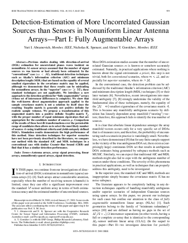 (PDF) DetectionEstimation of More Uncorrelated Gaussian Sources than