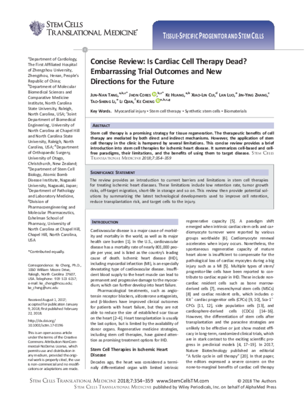 (PDF) Concise Review: Is Cardiac Cell Therapy Dead? Embarrassing Trial ...