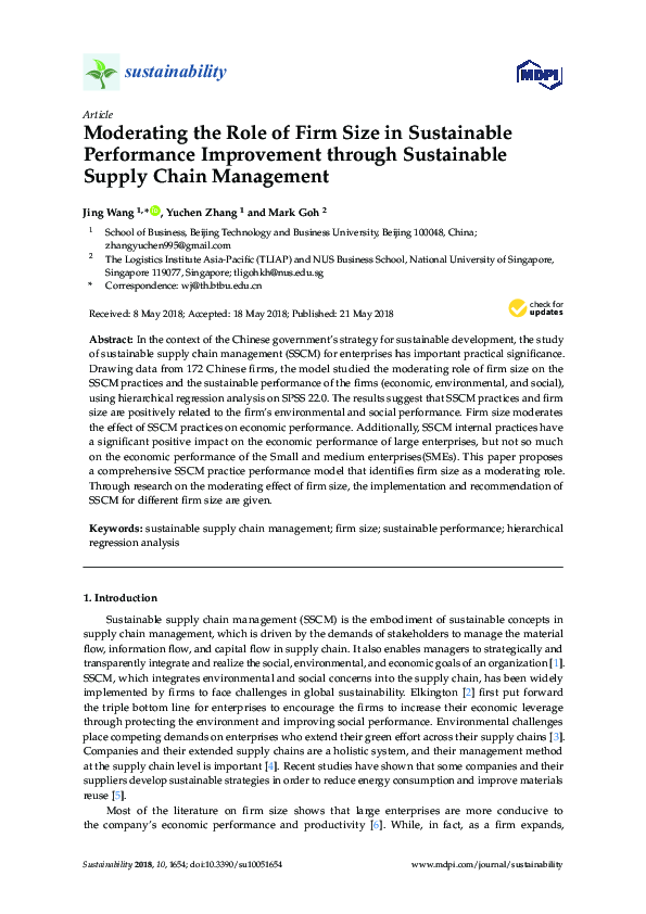 (PDF) Moderating the Role of Firm Size in Sustainable Performance ...