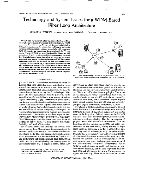 (PDF) Technology and system issues for the WDM-based fiber loop ...