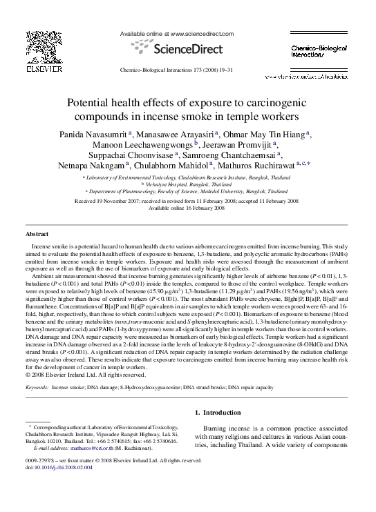 (PDF) Potential health effects of exposure to carcinogenic compounds in