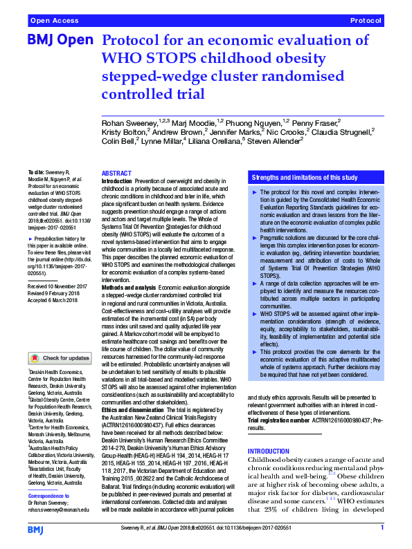 (PDF) Protocol for an economic evaluation of WHO STOPS childhood ...