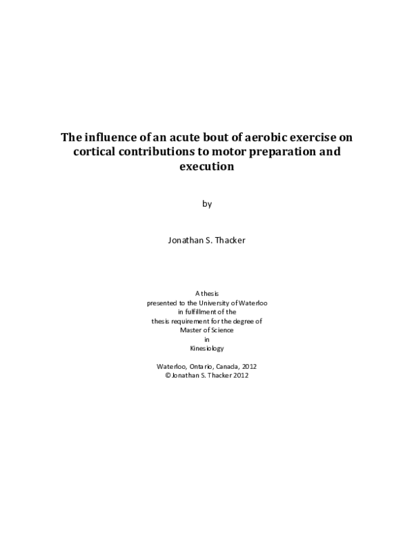 (PDF) The influence of an acute bout of aerobic exercise on cortical ...