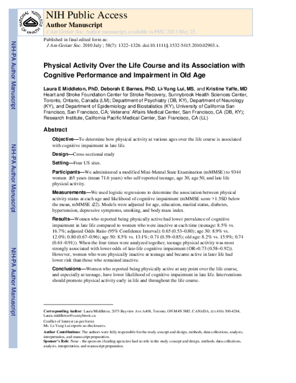 (PDF) Physical Activity Over the Life Course and Its Association with ...