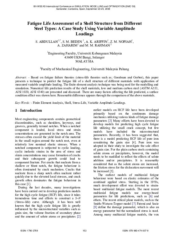 (PDF) Fatigue life assessment of a shell structure from different steel ...