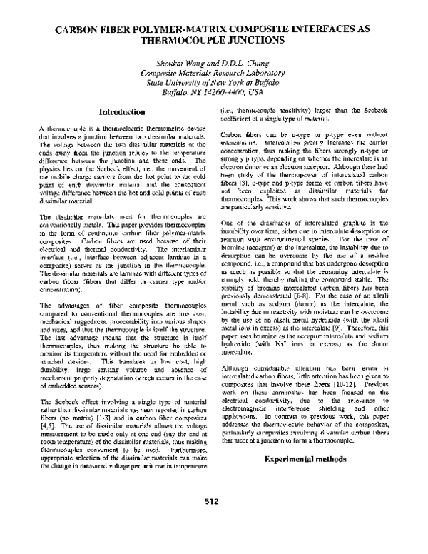 (PDF) Carbon fiber polymermatrix composite interfaces as thermocouple