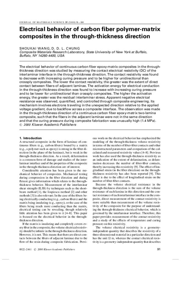 (PDF) Electrical behavior of carbon fiber polymermatrix composites in