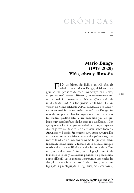 (PDF) Mario Bunge (1919-1920) || Marcelo Dascal (1940-2019) || Héctor ...