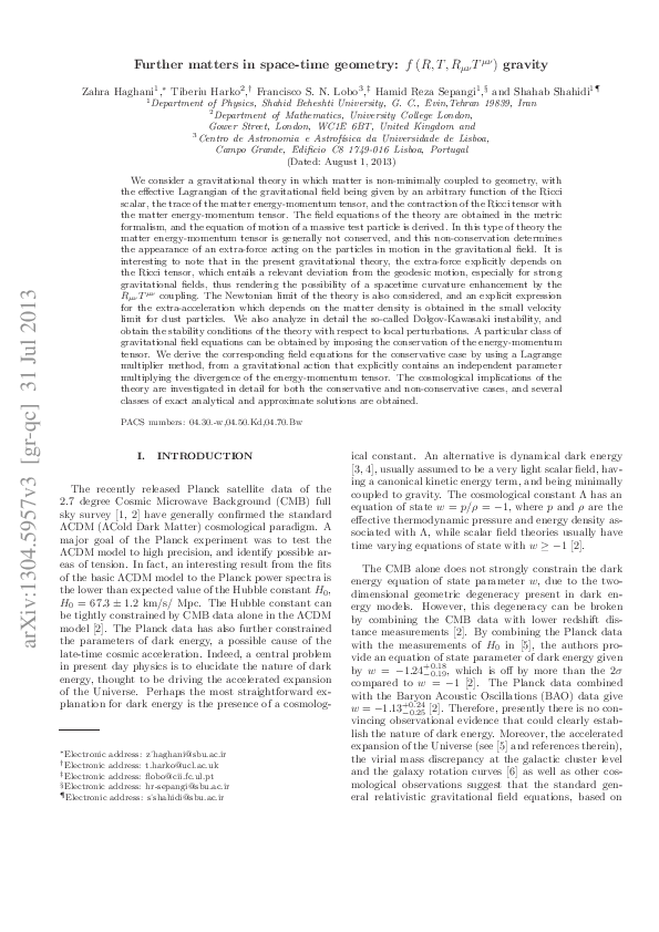Further matters in space-time geometry: f(R,T,R_{μν}T^{μν}) gravity